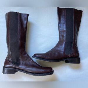 J.Crew Tall Leather campus Riding Boots - Brown square toe block heel Size 10